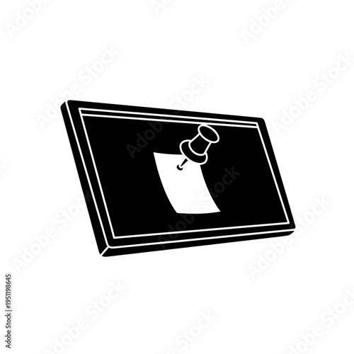 Blackboard with a pinned note, simple icon graphic
