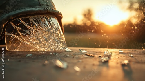 Exploring the Contrast of Conflict and Serenity in a Surreal Landscape with a Person Cutting Glass