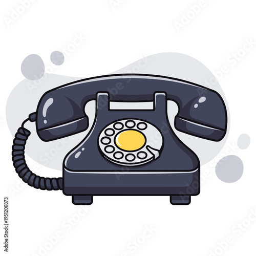 Rotary telephone handset resting on flat white background. non editable strokes