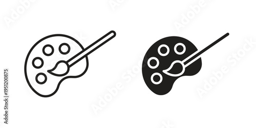 Brush and Palette icon in line design. icon for website design, mobile app, ui