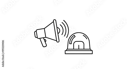 Megaphone and siren warning symbol illustration.