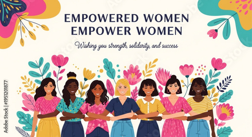 Empowered women standing together celebrating sisterhood and strength.