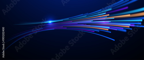 Vector abstract futuristic digital technology background with neon glowing speed light trails, Illustration Modern abstract high-speed movement with dynamic motion speed effect and data flow 