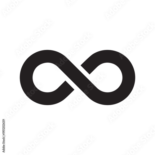 infinity symbol black - simple with discontinuation - isolated - vector

