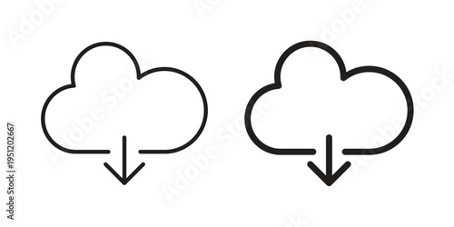 Cloud download icon in line design. icon for website design, mobile app, ui