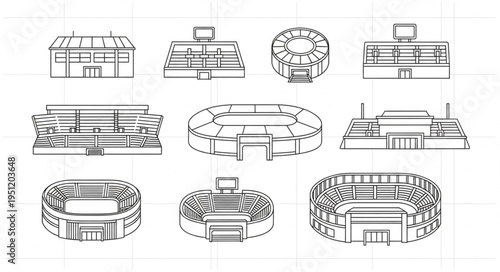 Architectural Renderings of Stadiums - A Collection of Detailed Line Drawings.
