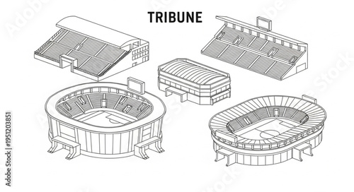 Architectural Renderings of Stadiums and Tribune Structures.