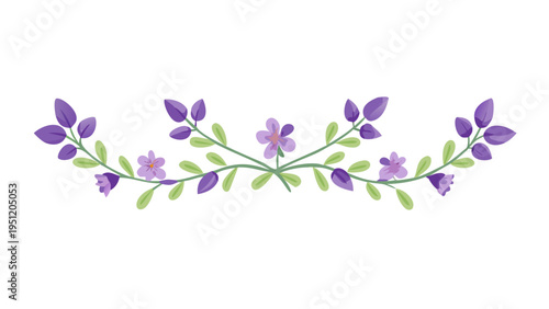 Lavender floral botanical divider with small purple leaves