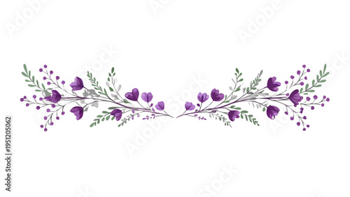 Lavender floral divider with berries botanical design