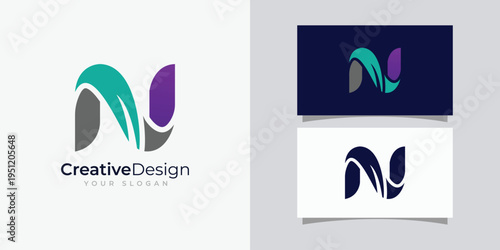 minimalist letter n logo design template