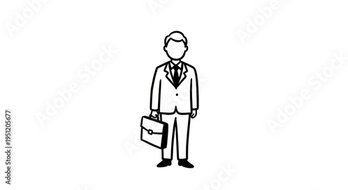 Businessman standing with briefcase in hand.