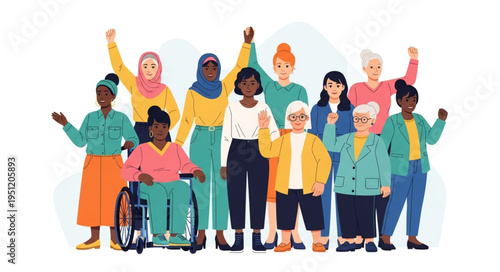 Diverse Group of People Standing Together Celebrating Unity.