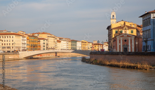 Pisa - The waterfront in evening light.