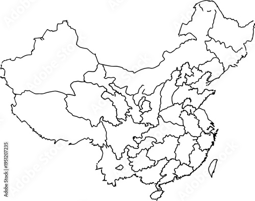 China Provincial Boundary Map Outline for Statistical Data Visualization Infographic. designed for thematic mapping, demographic data visualization, and professional business dashboards