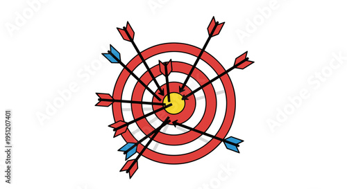 Bullseye Target with Colorful Arrows.