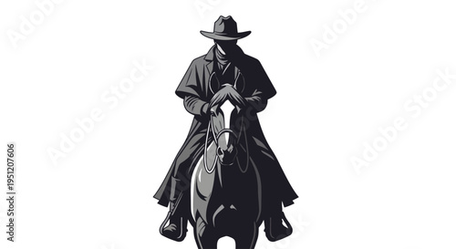 Man riding horse wearing cowboy hat.
