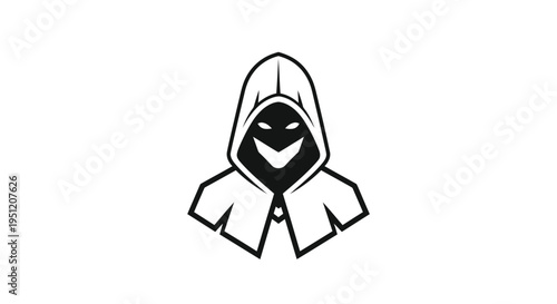 Black Hooded Figure With Face Mask.