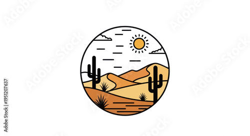 Desert landscape with cactus plants.