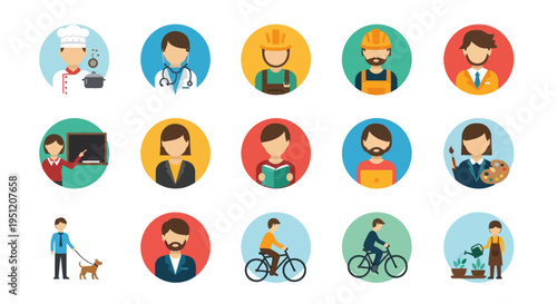 People icons in various professions.