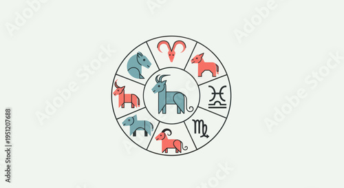 Zodiac signs with goat symbol.