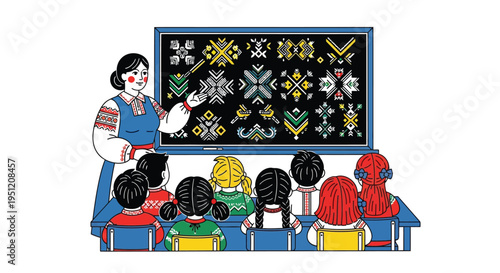 Teacher folk art vector