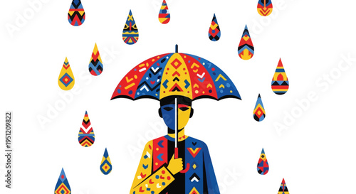 Rain folk umbrella vector