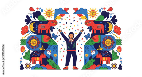 Joyful man celebration vector