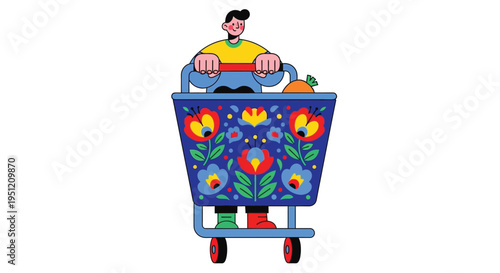 Man shopping cart vector