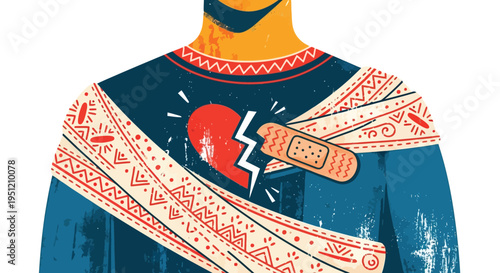 Heart bandage sweater vector