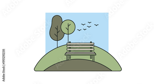 Wooden Park Bench For People Resting.