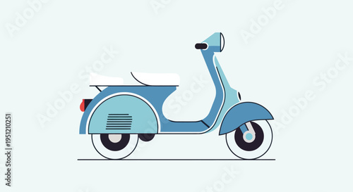 Vintage Blue Motor Scooter Side View.