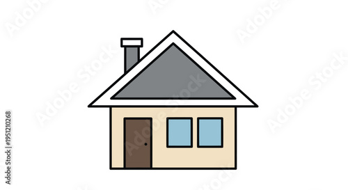 Simple Cartoon House with Roof.