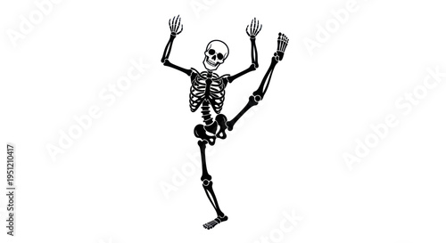 Skeleton in dancing pose isolated.