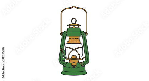 Green Metal Vintage Style Lantern Lamp.