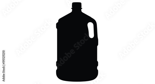 Silhouette of a large plastic water jug against a white background