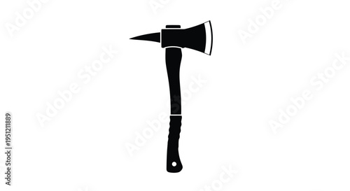 A black silhouette of a firefighting axe with a pointed pick head
