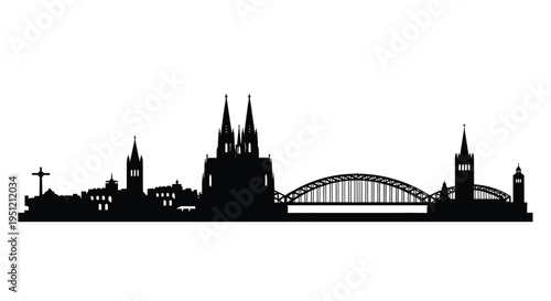Cologne skyline featuring the cathedral and a prominent bridge silhouette