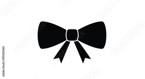 A simple black bow tie illustration on a stark white background