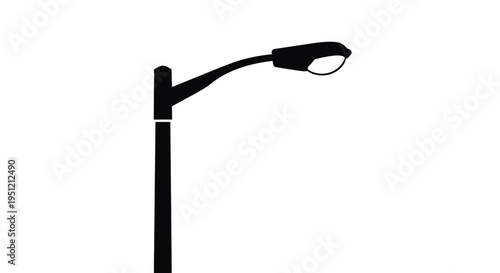Simple black silhouette of a modern street lamp on white background
