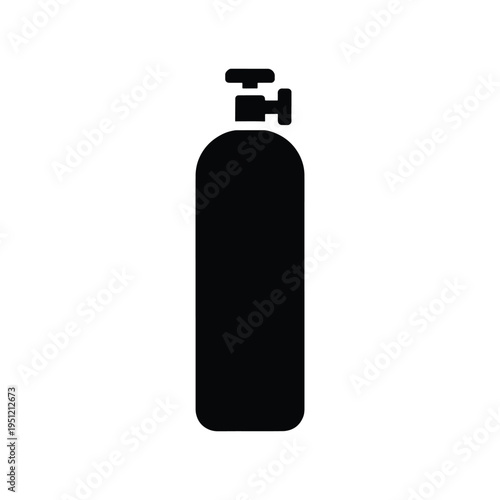 Oxygen Cylinder Icon Vector Silhouette - Tall Gas Cylinder with Valve