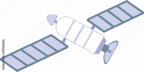 Stylized illustration of a satellite with large solar panels