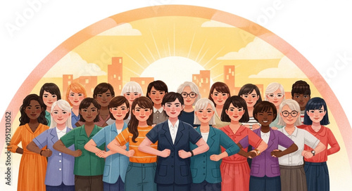 Diverse group of women standing together with confidence.