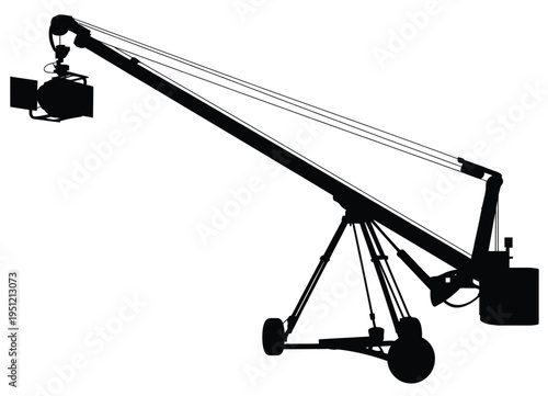 Heavy-duty hydraulic crane arm mounted on a mobile base for industrial lifting tasks isolated on white background, Vector, illustration