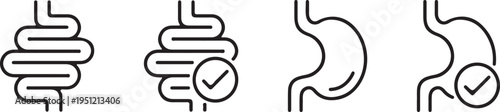stomach line icon set vector illustration