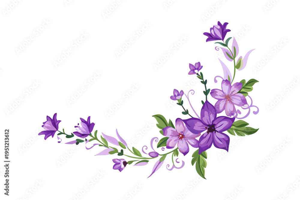 Obraz premium Lavender floral botanical corner arrangement rich composition