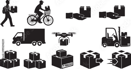 Logistics and delivery icons for business and transportation needs