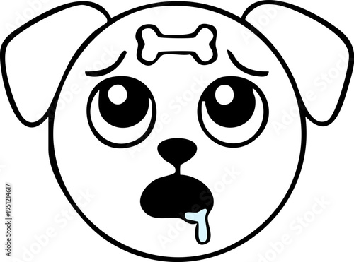 Crying sad dog face emoji with tear