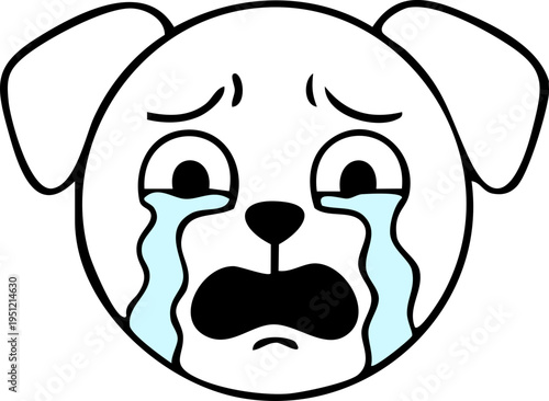 Sobbing loud cry dog face emoji icon