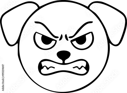 Mad angry dog face emoji with frown