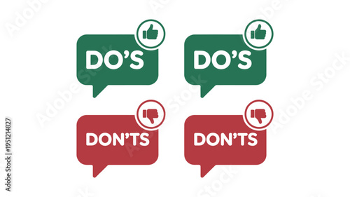 Do And Don’t Icons With Thumbs, Thumbs Up And Thumbs Down Symbol Set In Minimal Style, Approval And Disapproval Signs For User Interface Design, Feedback System